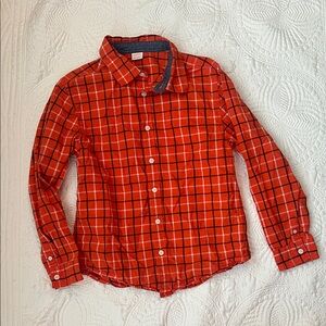 Orange Plaid Button-Up Shirt